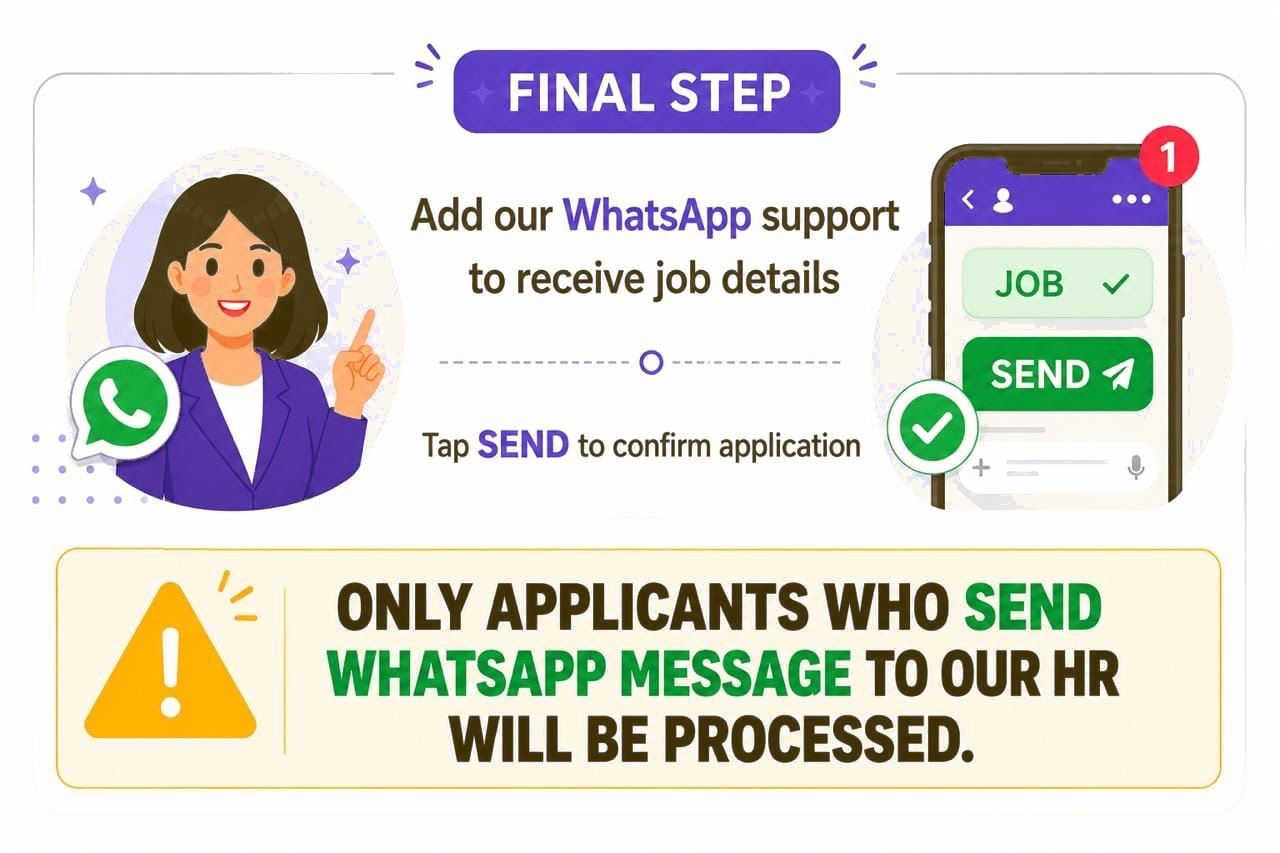 Three steps: fill up the form, send a WhatsApp message, receive the details